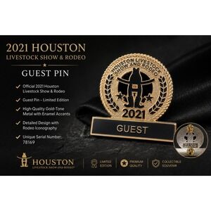Houston Livestock Show and Rodeo 2021 Guest Pin Gold Tone Enamel HLSR 78169
